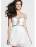 Chiffon Beaded Sweetheart Neckline Knee Length Prom Dress
